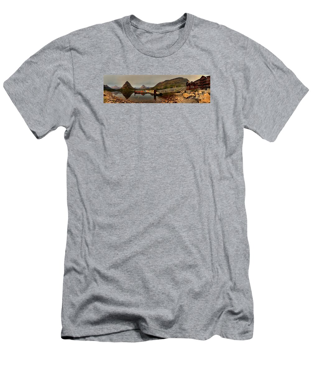 Swiftcurrent Boat T-Shirt featuring the photograph Before The Swiftcurrent Boat Cruise by Adam Jewell