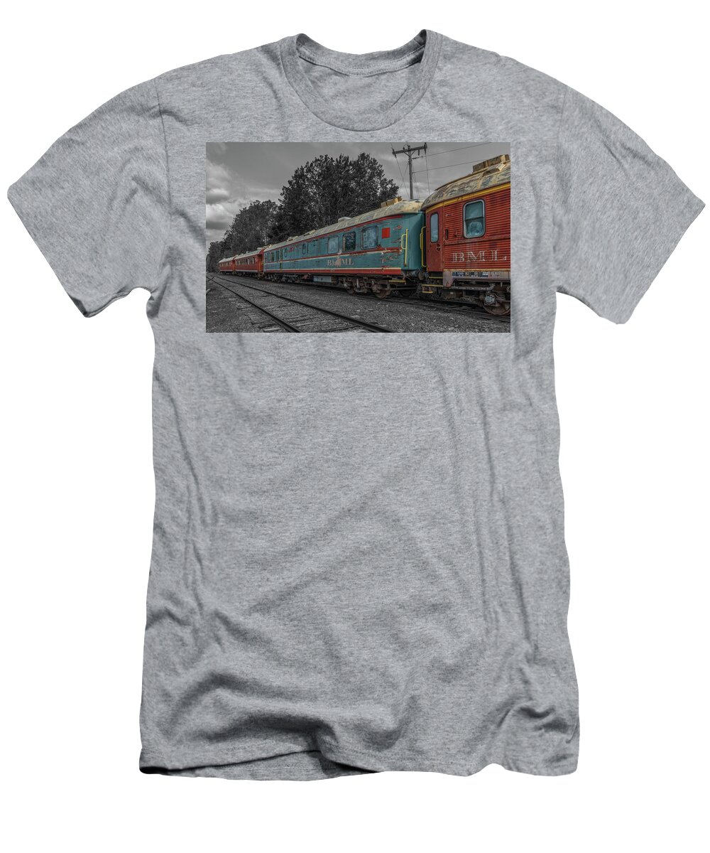 Moosehead T-Shirt featuring the photograph Belfast and Moosehead Lake RR creative by Tony Pushard