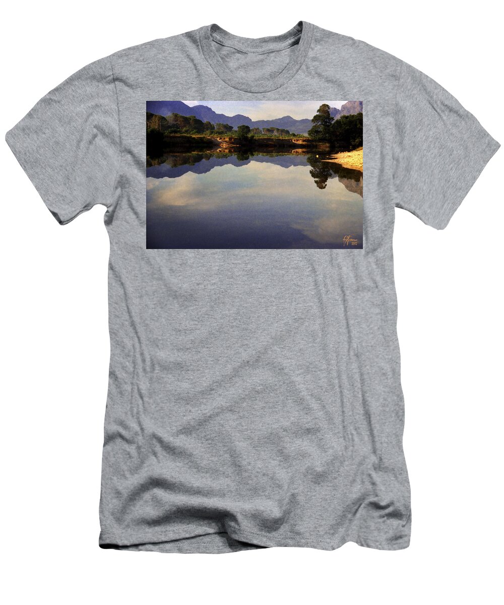 River T-Shirt featuring the digital art Berg River Reflections by Vincent Franco