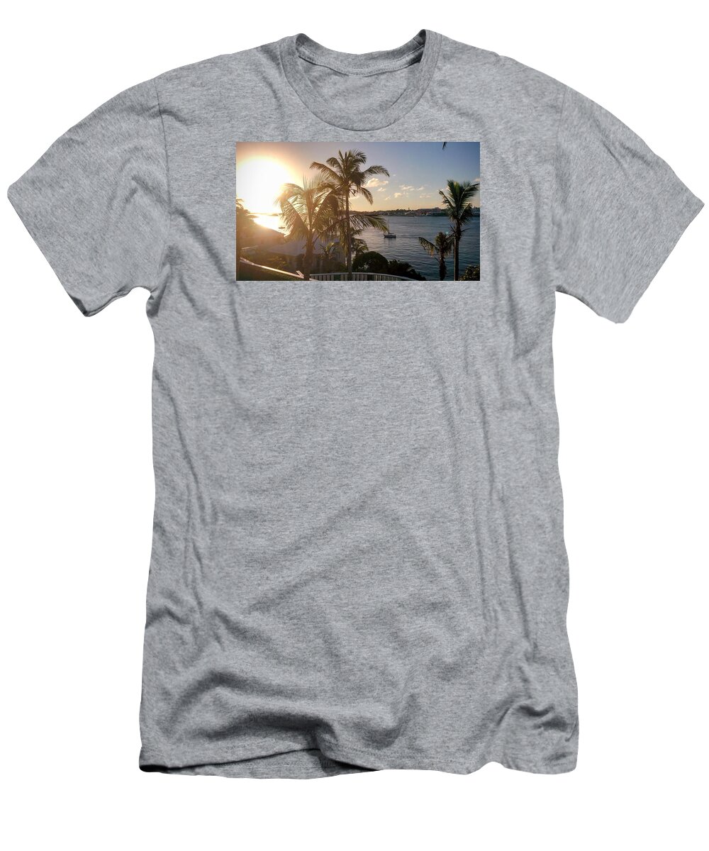 Sailboat T-Shirt featuring the photograph Bermuda Sunset Sailboat by Stephen Lavoie