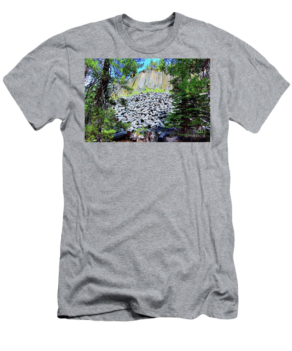 Basaltic Columns T-Shirt featuring the photograph Between the Trees Devils Postpile by Joe Lach