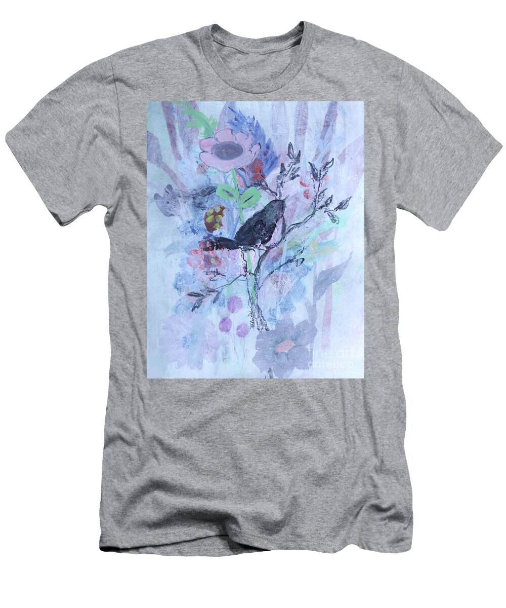 Bird T-Shirt featuring the painting Birds Just Wanna Have Fun by Robin Pedrero