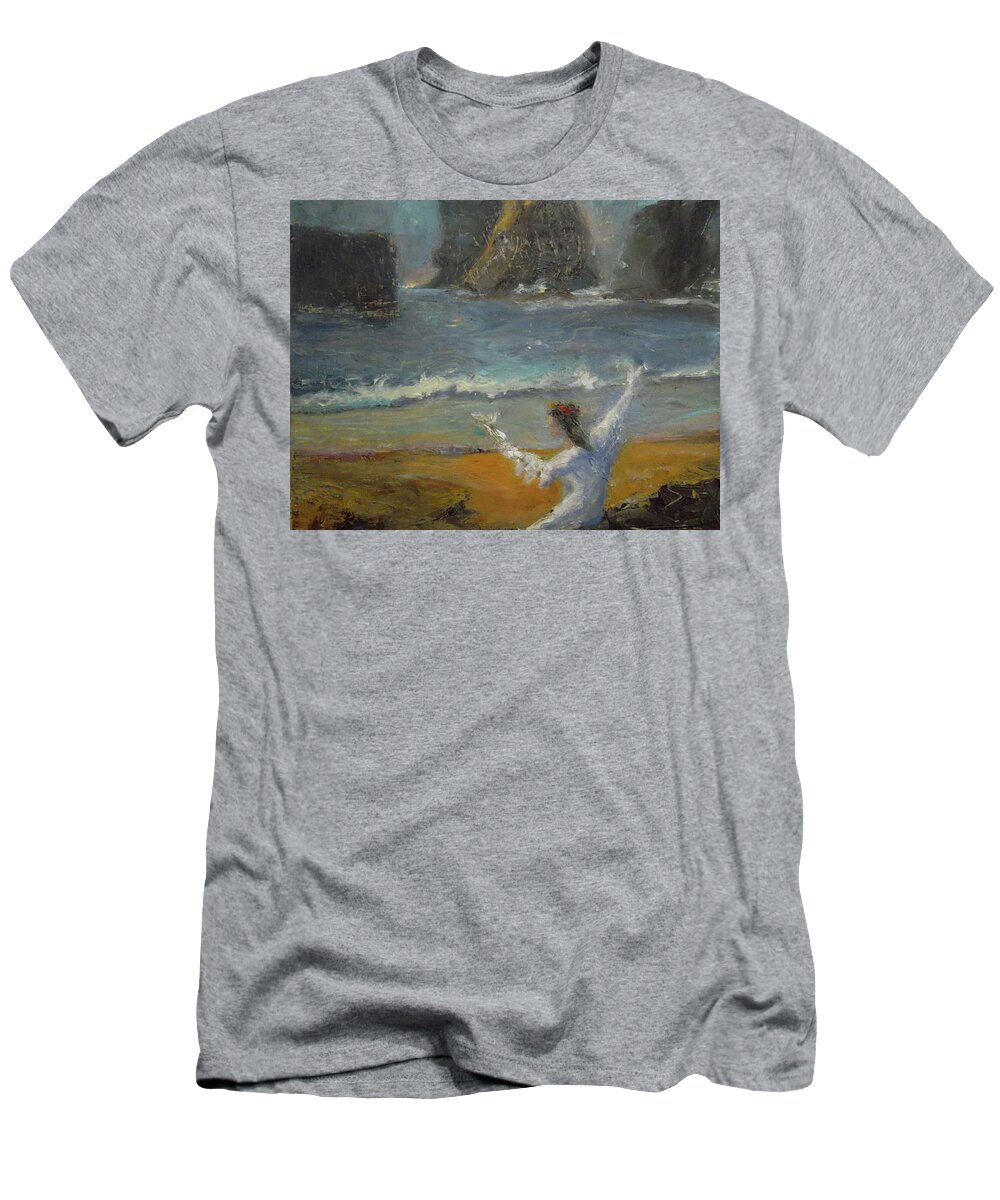 Medicine Woman T-Shirt featuring the painting Birdwoman by Susan Esbensen