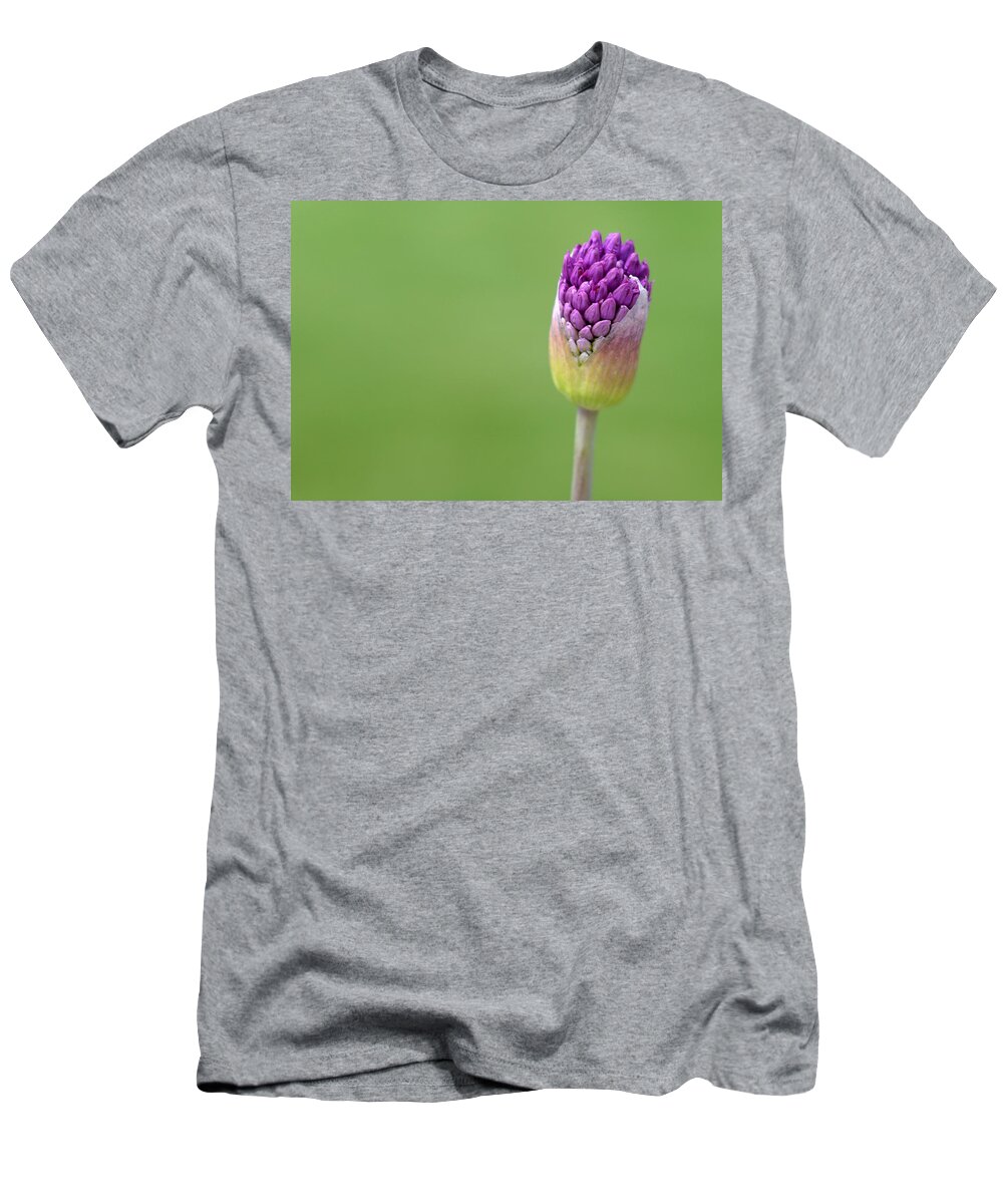 Allium Budding T-Shirt featuring the photograph Birthing Springtime by Linda Mishler