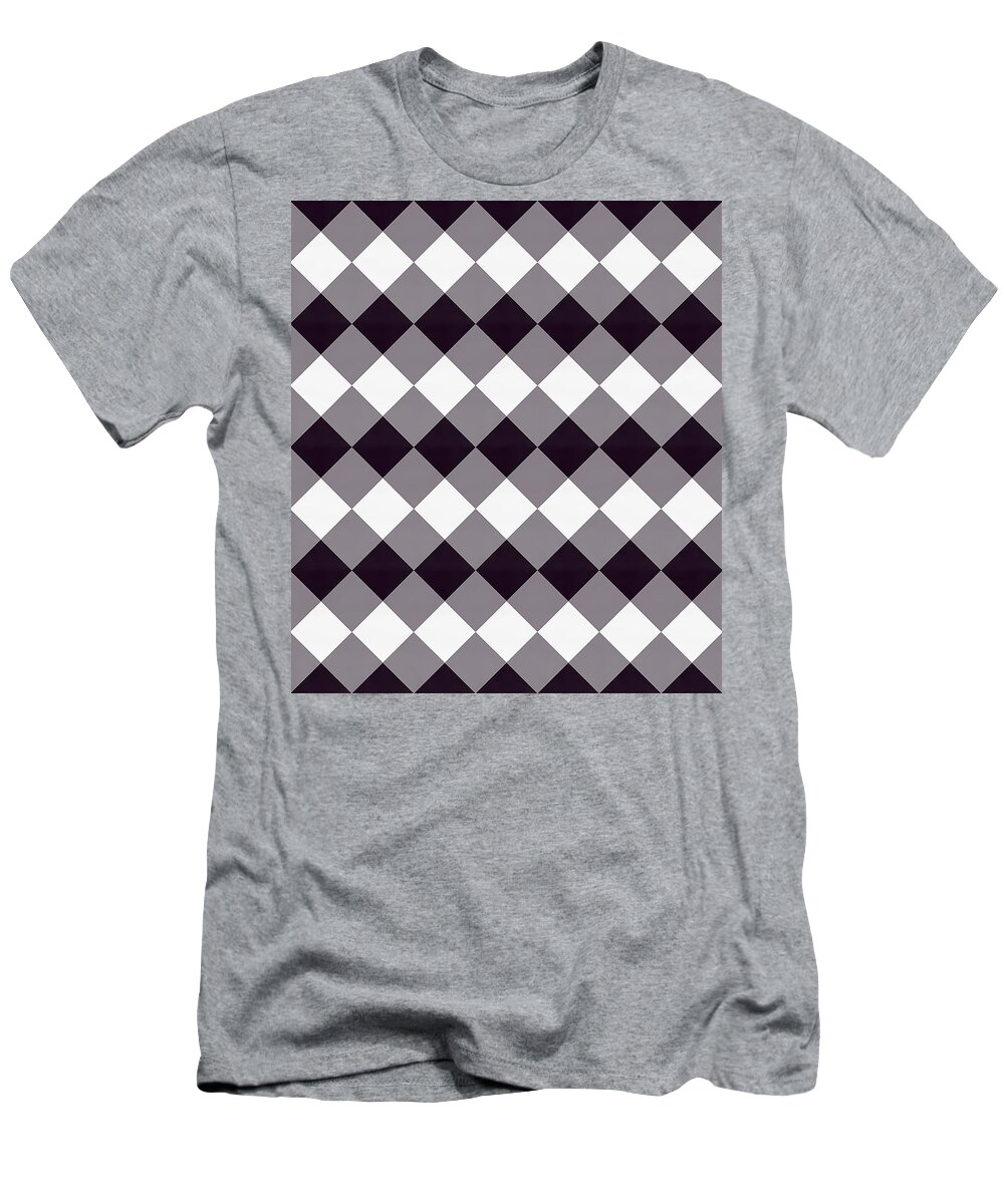 Black And White And Gray Squares T-Shirt featuring the digital art Black and White and Gray Squares by Chuck Staley