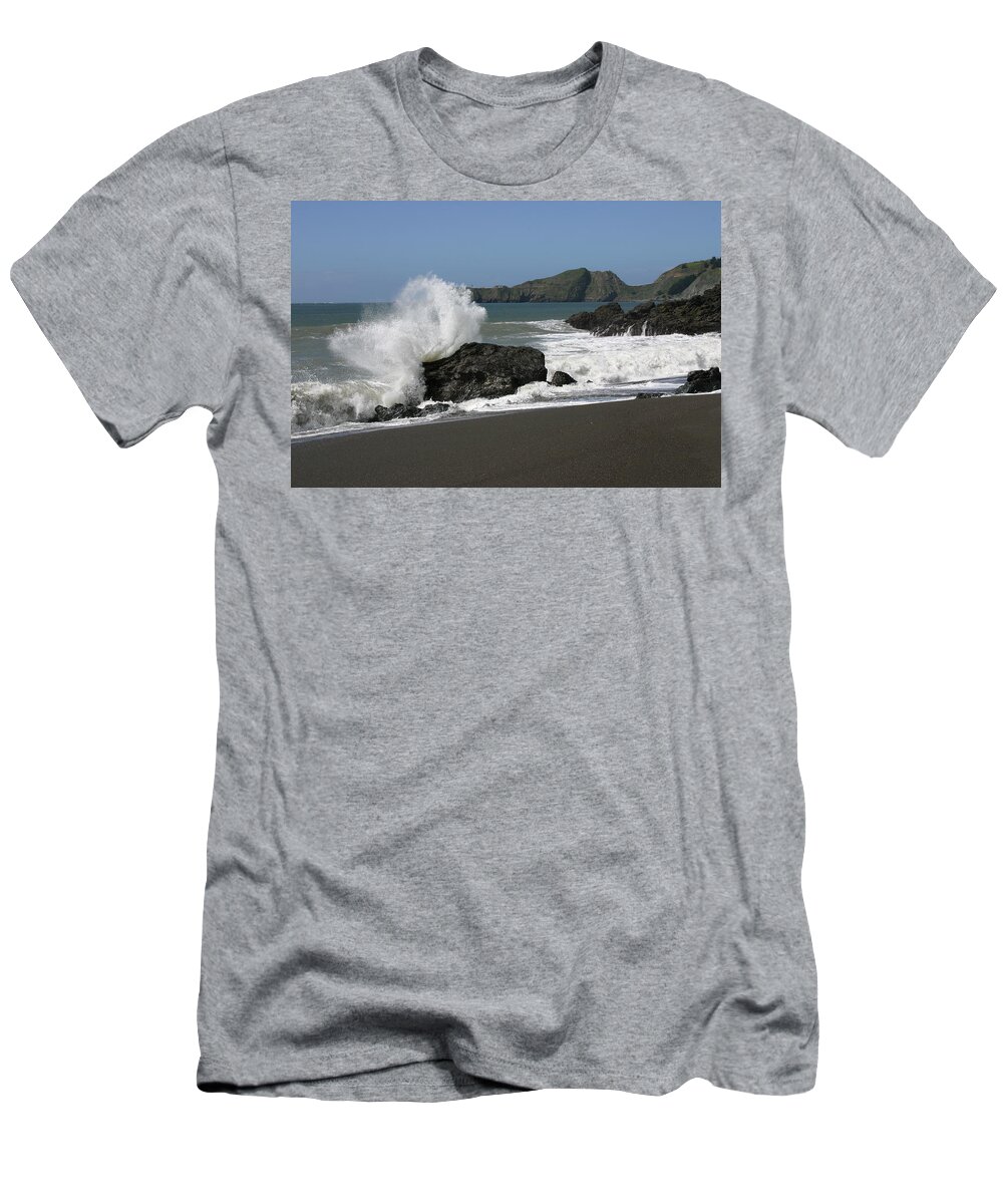 Black T-Shirt featuring the photograph Black Sand Beach by Jeff Floyd CA