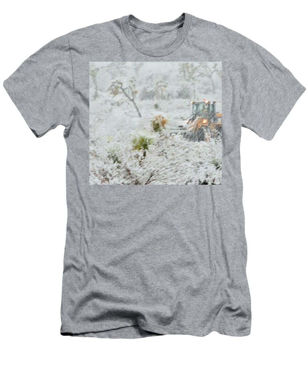 Desert Snowstorm T-Shirt featuring the photograph Blizzard in the High Desert by Angela J Wright