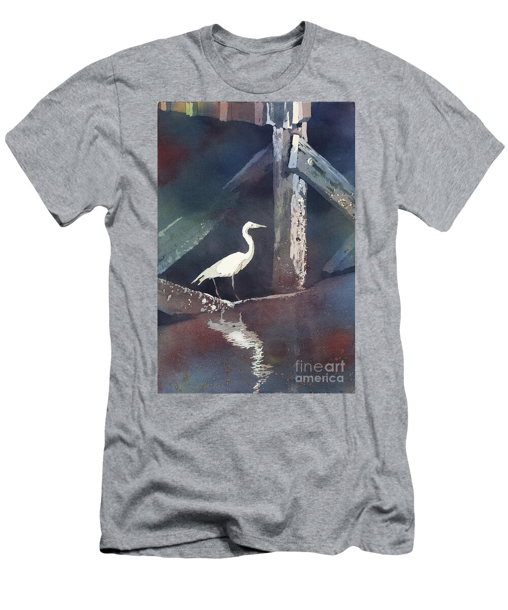 Fine Art Painting T-Shirt featuring the painting Blue Heron- Outer Banks by Ryan Fox