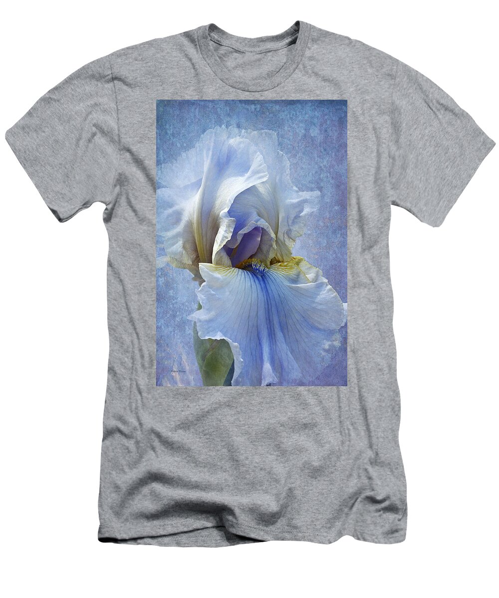 Iris T-Shirt featuring the photograph Blue Iris Fog by Phyllis Denton