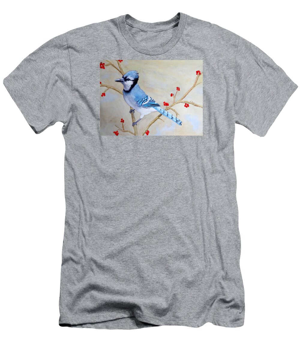 Blue Jay T-Shirt featuring the painting Blue Jay by Laurel Best