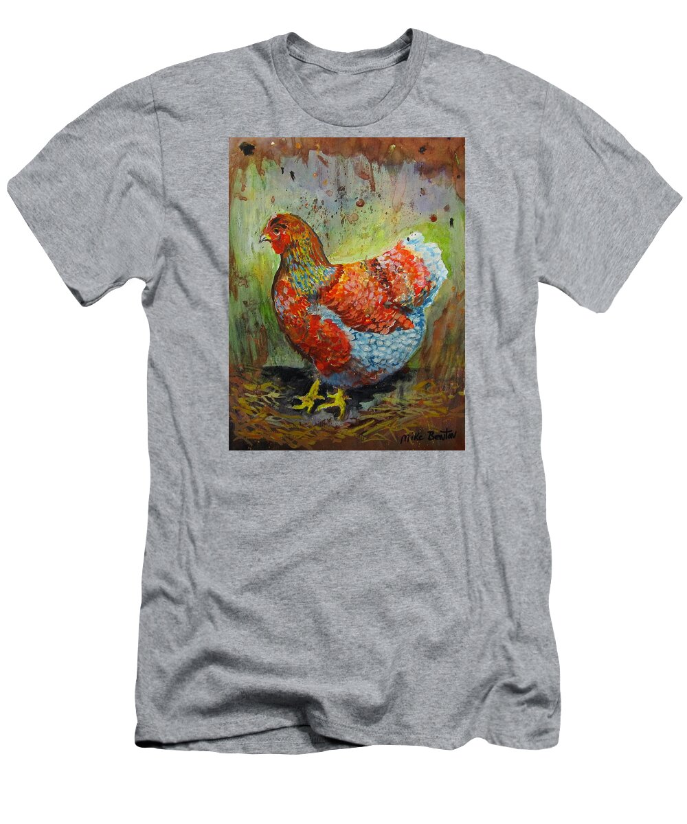 Hen T-Shirt featuring the painting Blue Laced Wyandotte Hen by Mike Benton