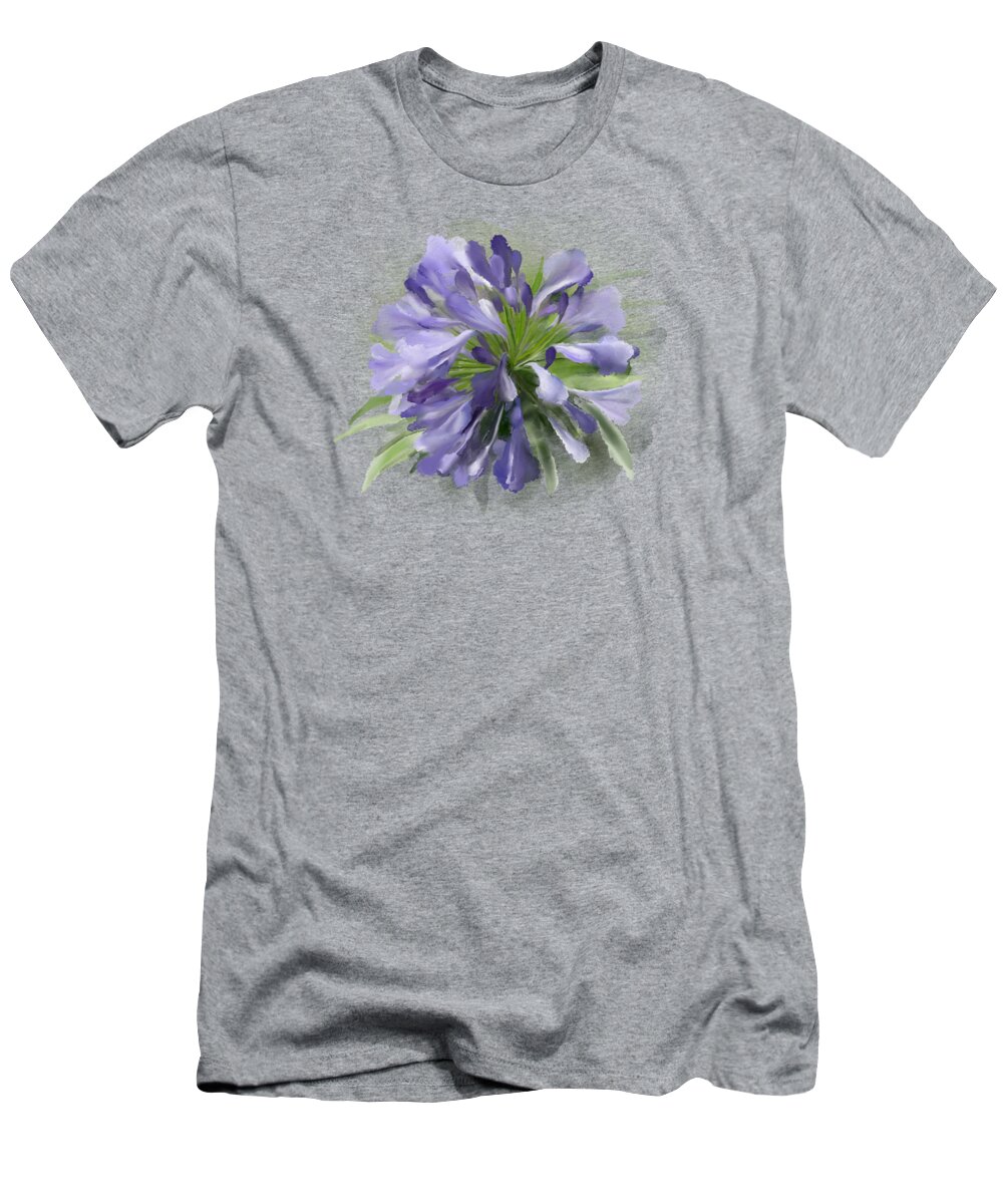 Blue T-Shirt featuring the painting Blue purple flowers by Ivana Westin