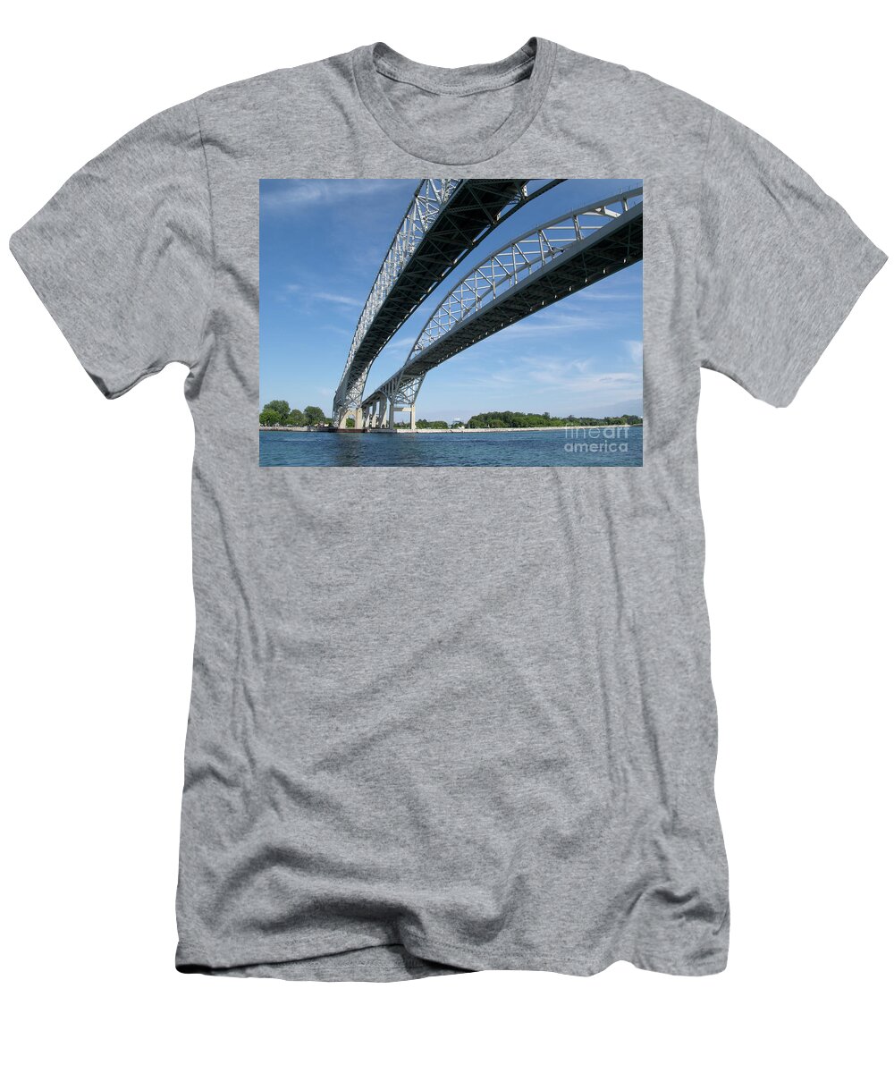 Bridge T-Shirt featuring the photograph Blue Water Bridge by Ann Horn
