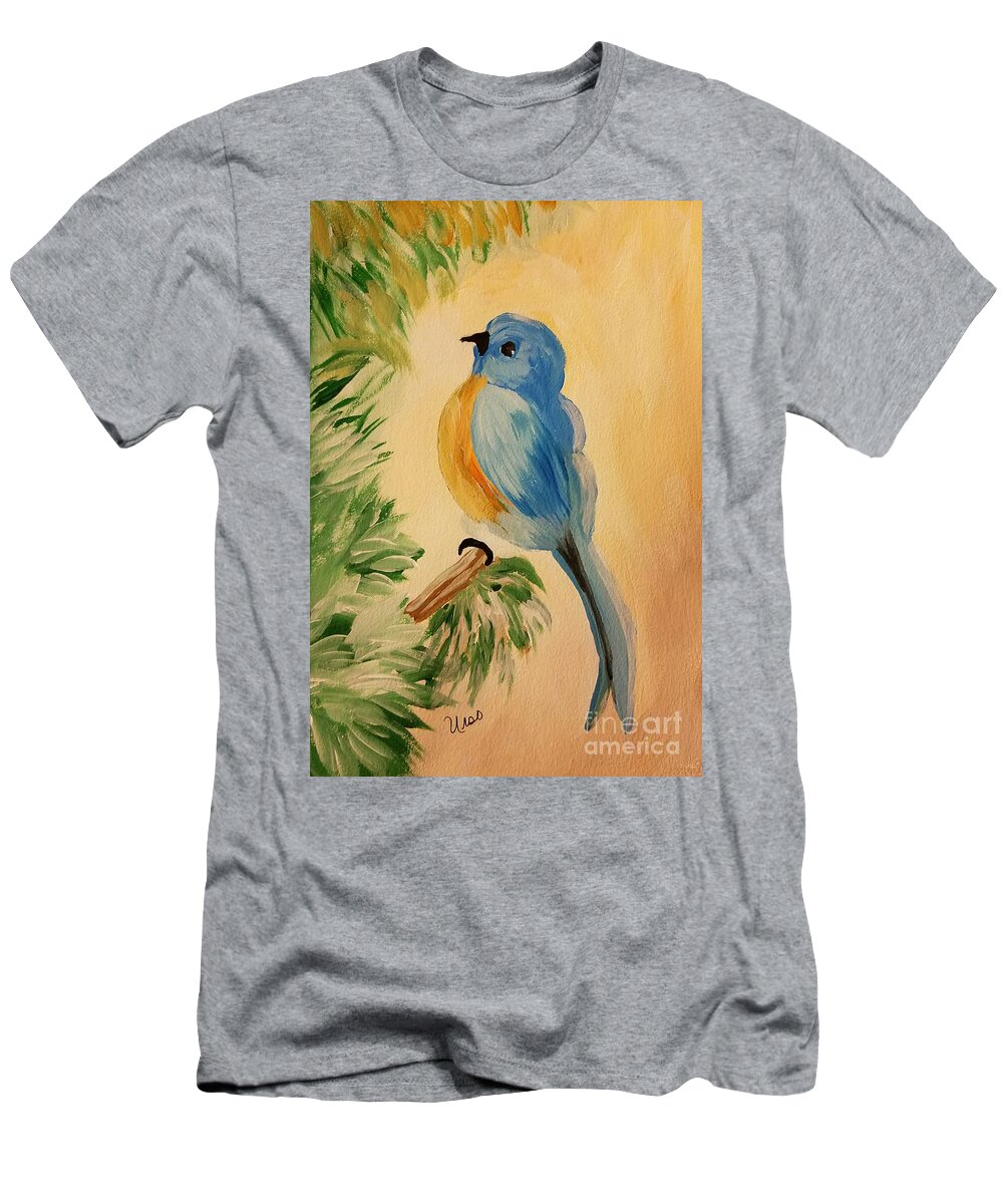 Bluebird T-Shirt featuring the painting Bluebird by Maria Urso