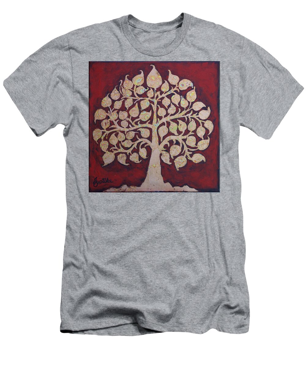Bodhi Tree T-Shirt featuring the painting Bodhi Tree by Jyotika Shroff