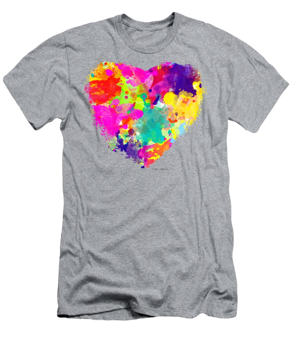 Heart T-Shirt featuring the digital art Bold Watercolor heart - TEE SHIRT DESIGN by Debbie Portwood