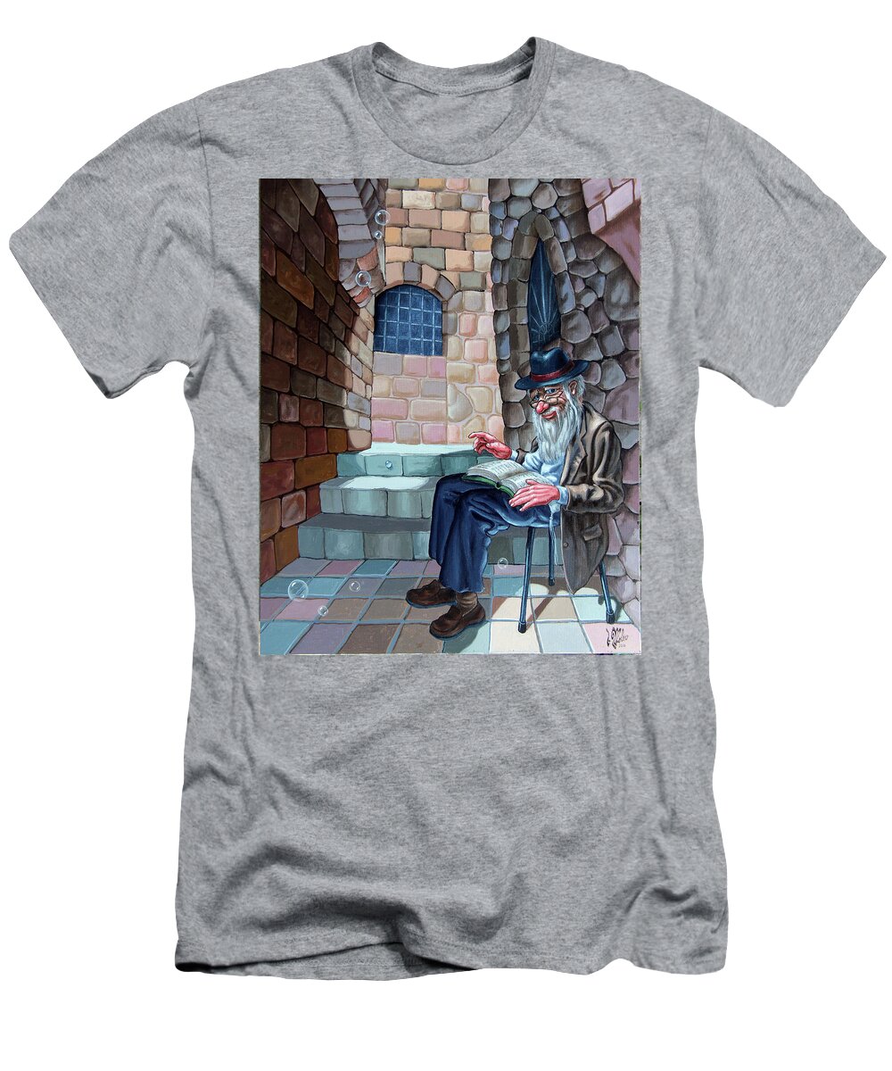 Israel T-Shirt featuring the painting Bookish Man by Victor Molev