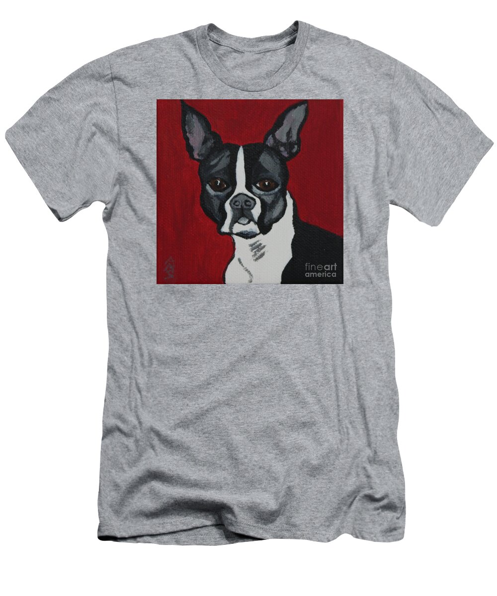 Boston Terrier T-Shirt featuring the painting Boston Terrier by Annette M Stevenson