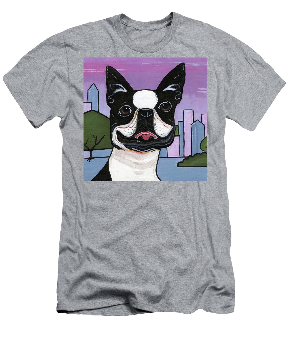 Boston Terrier T-Shirt featuring the painting Boston Terrier by Leanne Wilkes