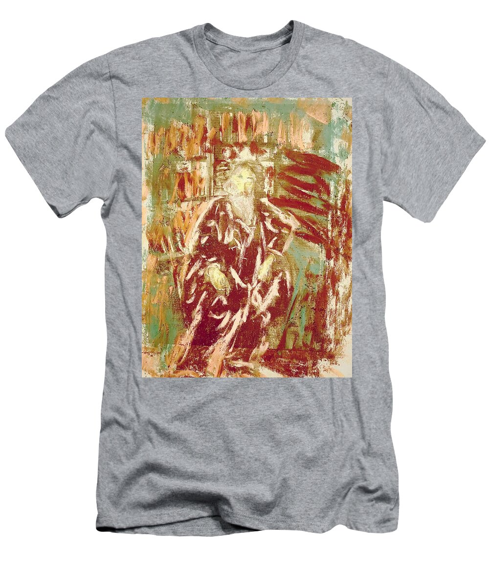 Johannes Brahms Paintings T-Shirt featuring the drawing Brahms in his Study by Bencasso Barnesquiat