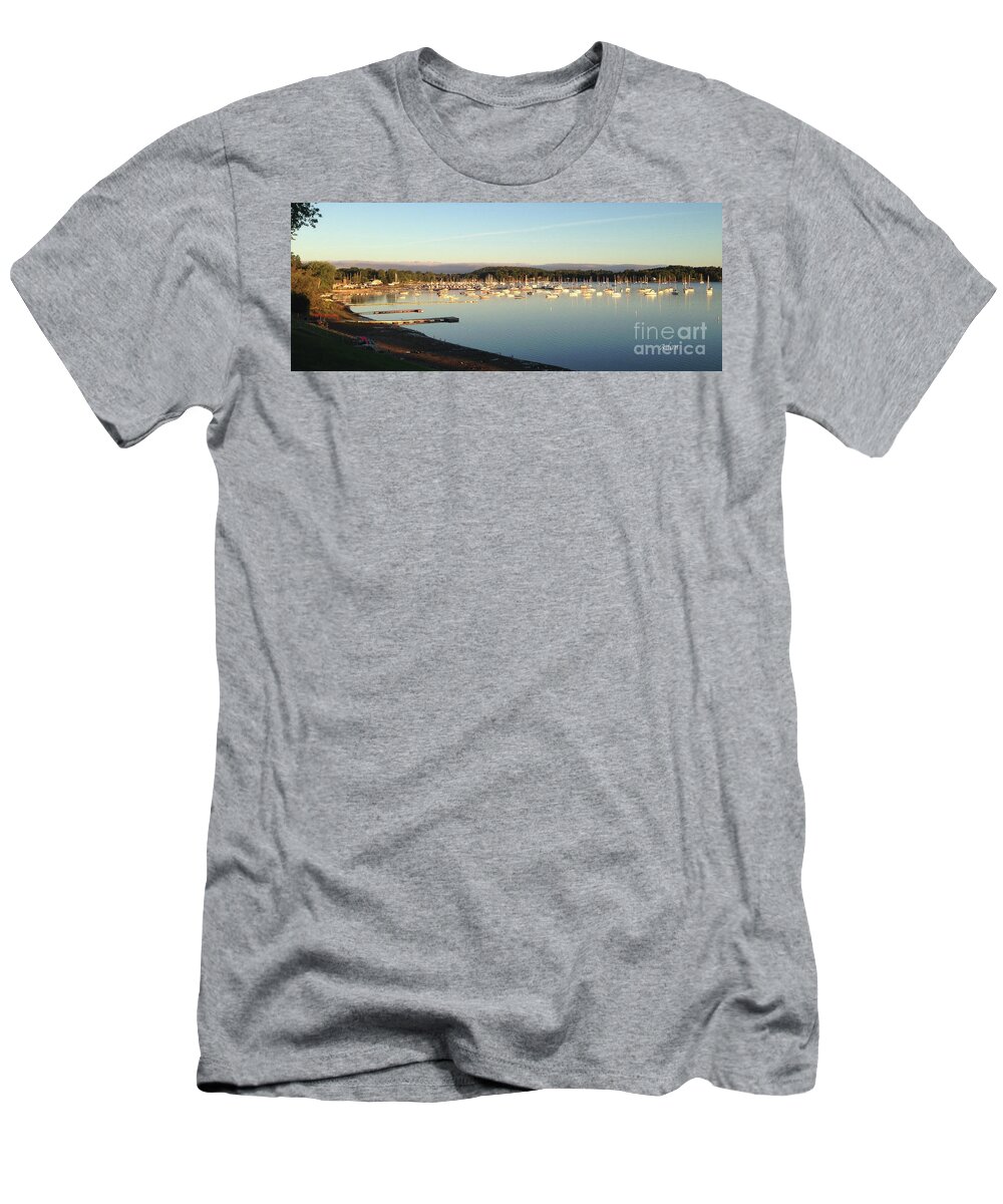 Mallets Bay T-Shirt featuring the photograph Break of Light Mallets Bay Vt by Felipe Adan Lerma