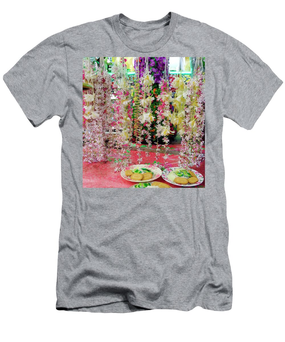 Photography T-Shirt featuring the photograph Buddhist Temple Offerings by Kurt Van Wagner