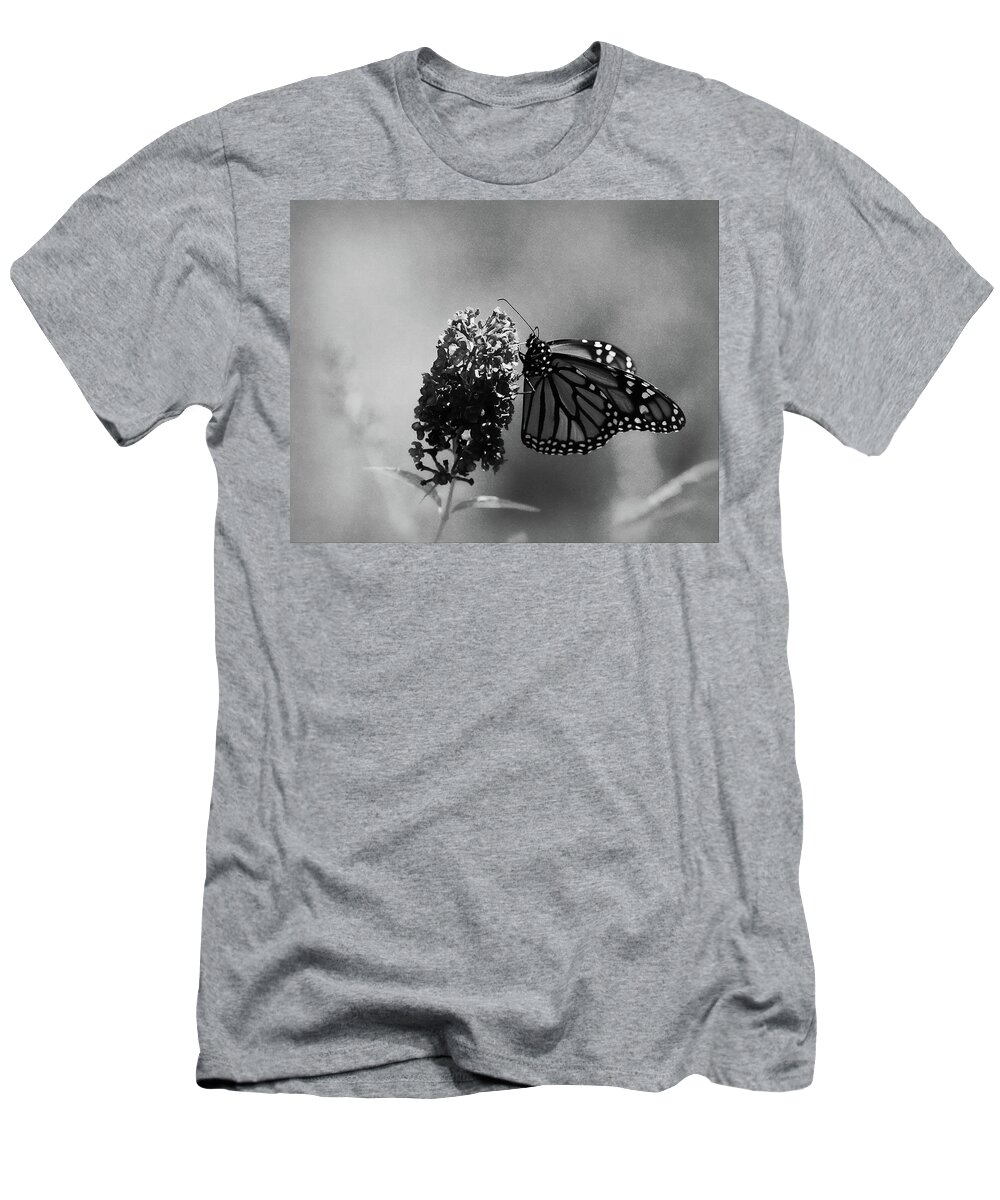 Butterfly T-Shirt featuring the photograph Butterfly in Black and White by Angie Tirado