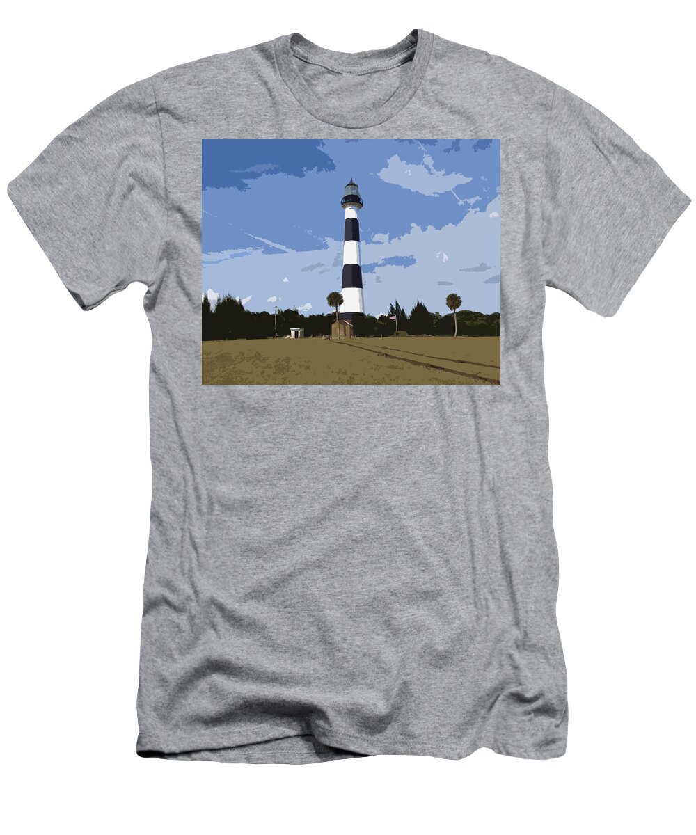 Cape T-Shirt featuring the painting Cape Canaveral Light by Allan Hughes