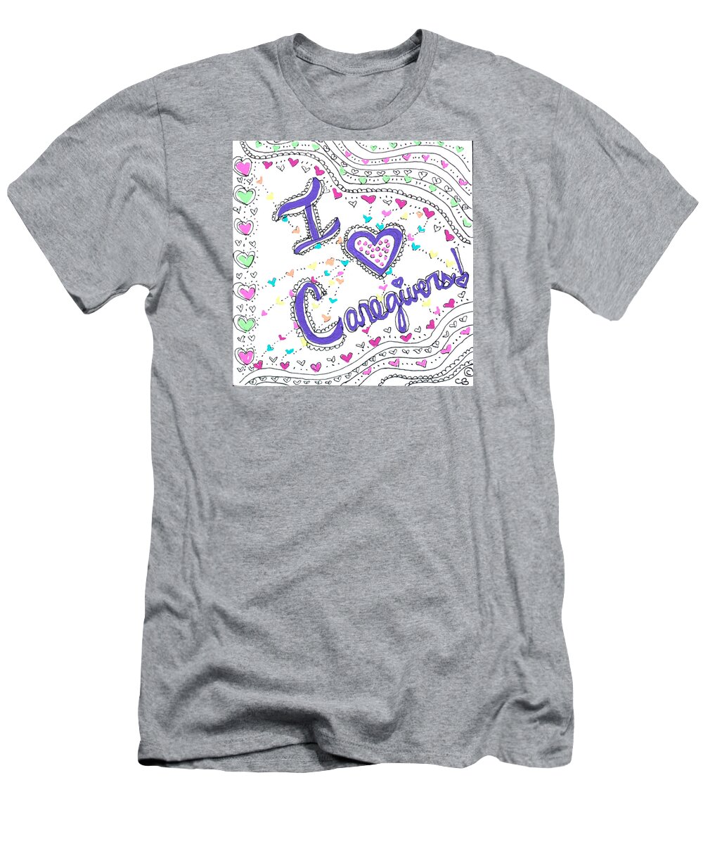 Caregiver T-Shirt featuring the drawing Caring Heart by Carole Brecht