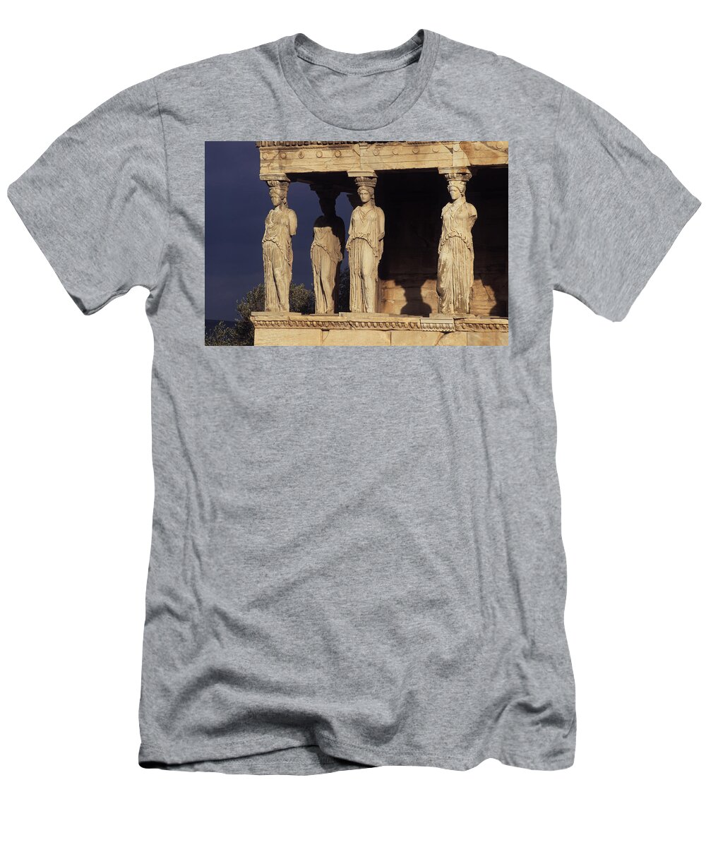 Greece T-Shirt featuring the photograph Caryatides at the Acropolis by Cliff Wassmann