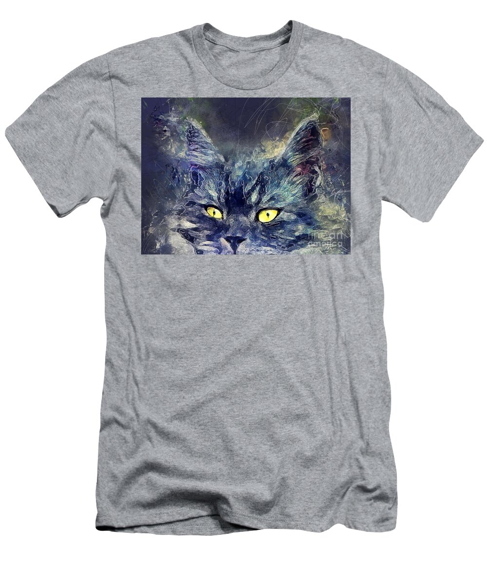 Cat T-Shirt featuring the painting Cat Luna by Justyna Jaszke JBJart