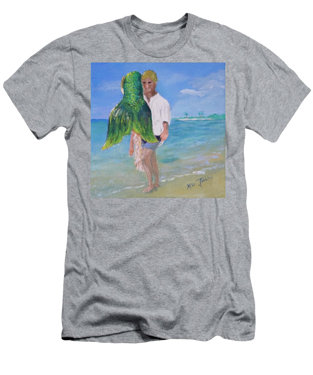 Mermaid T-Shirt featuring the painting Catch of a Lifetime by Mike Jenkins