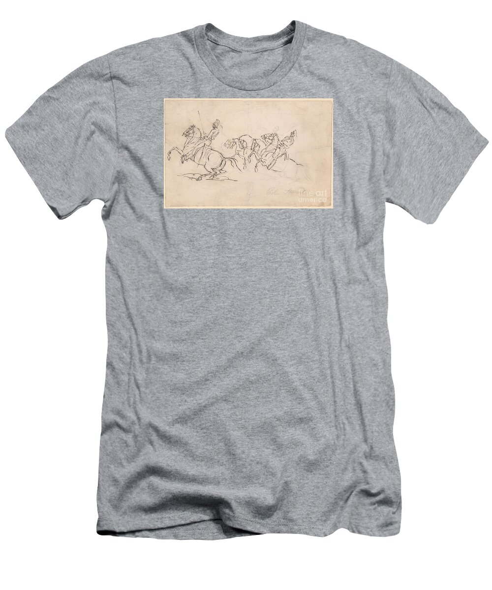 Sir James Stewart 1779-1849 Cavalry Charge. Pencil Art T-Shirt featuring the painting Cavalry Charge by MotionAge Designs