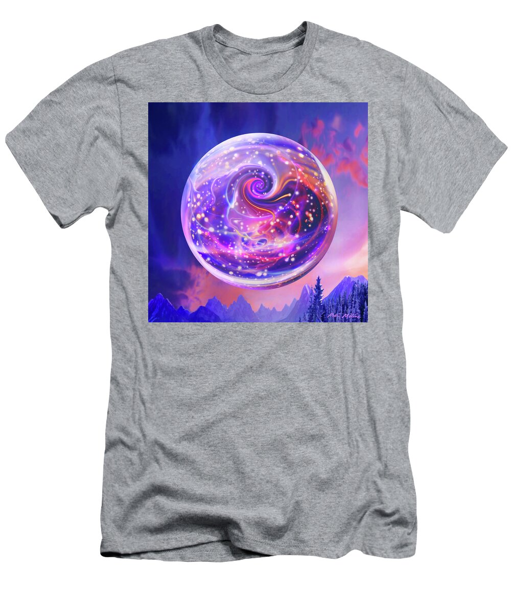 Celestial T-Shirt featuring the digital art Celestial Snow Globe by Robin Moline