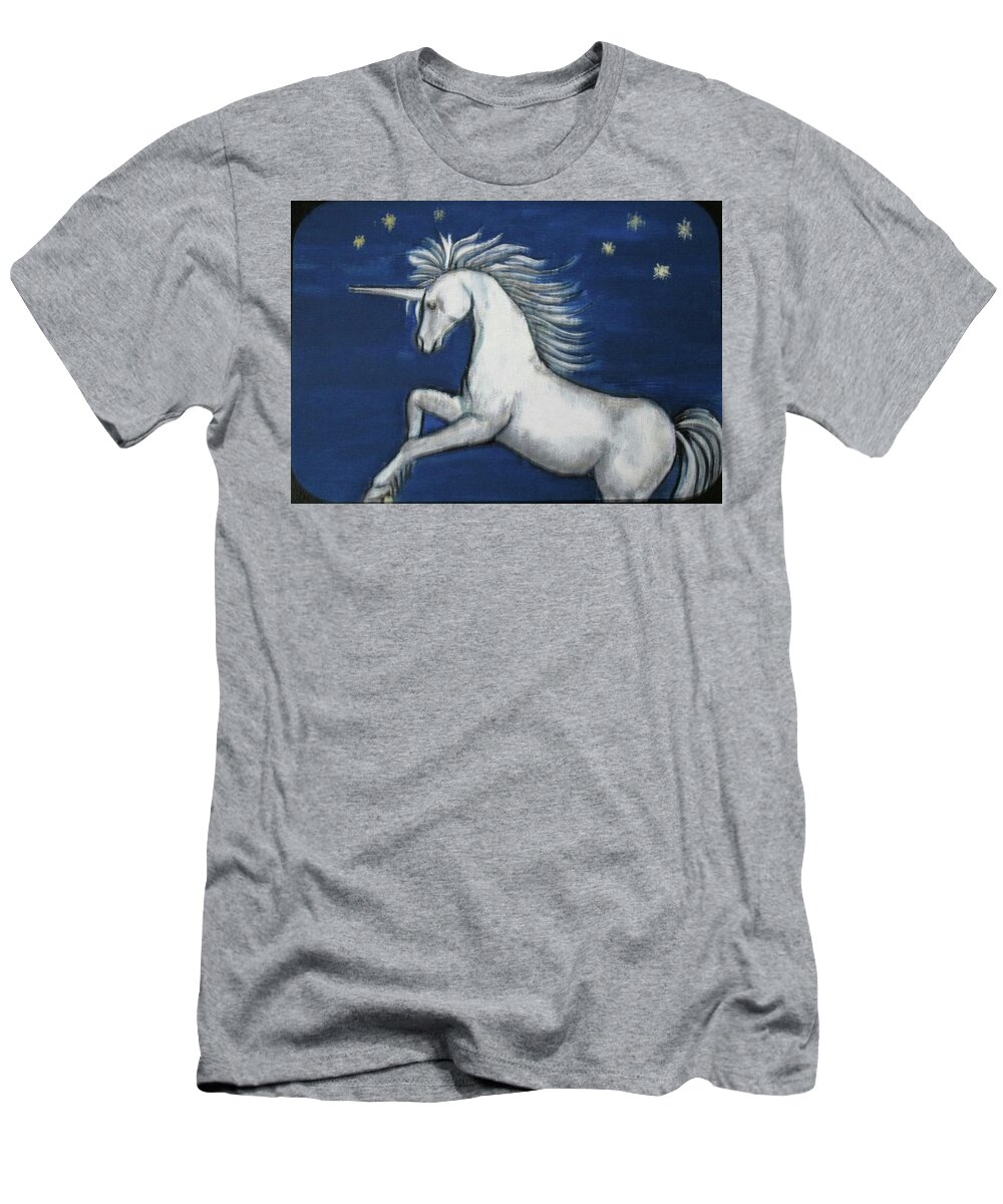 Unicorn T-Shirt featuring the painting Celestial Unicorn by Julie Belmont