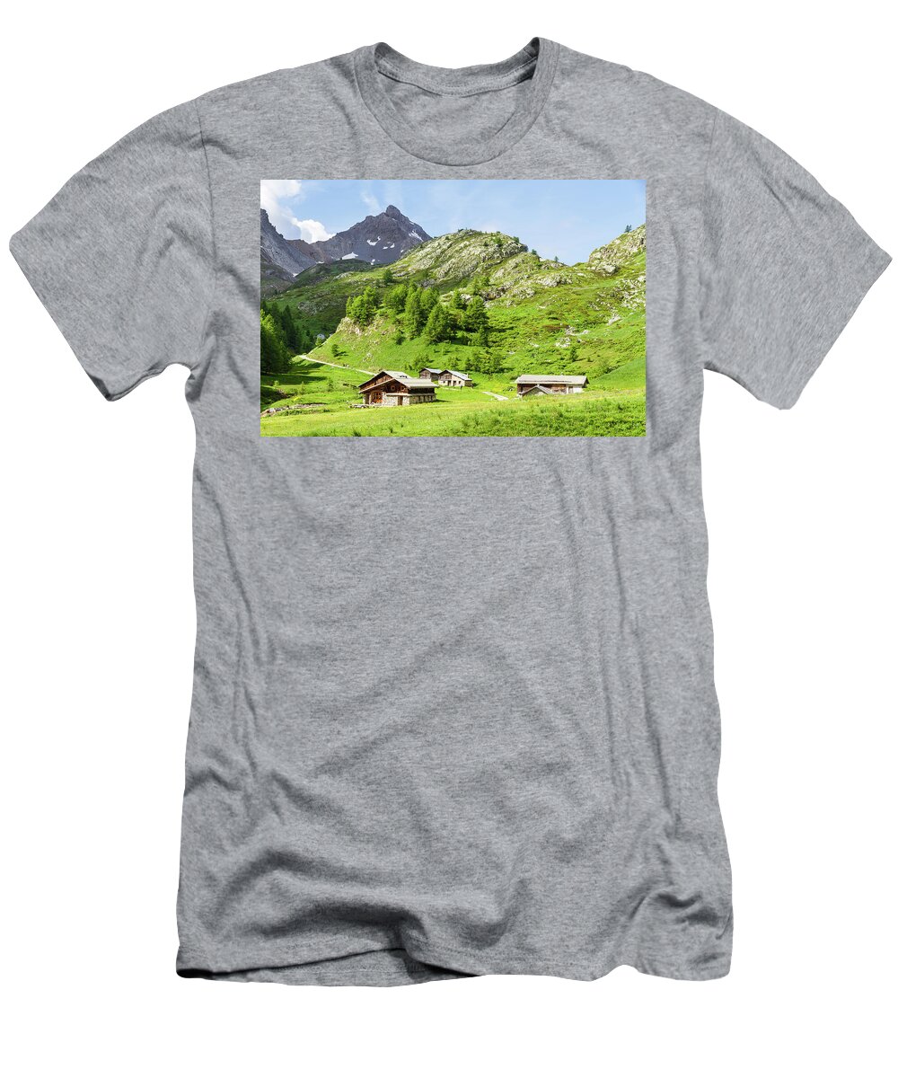 Log House T-Shirt featuring the photograph Chalets de Clapeyto - 1 - French Alps by Paul MAURICE