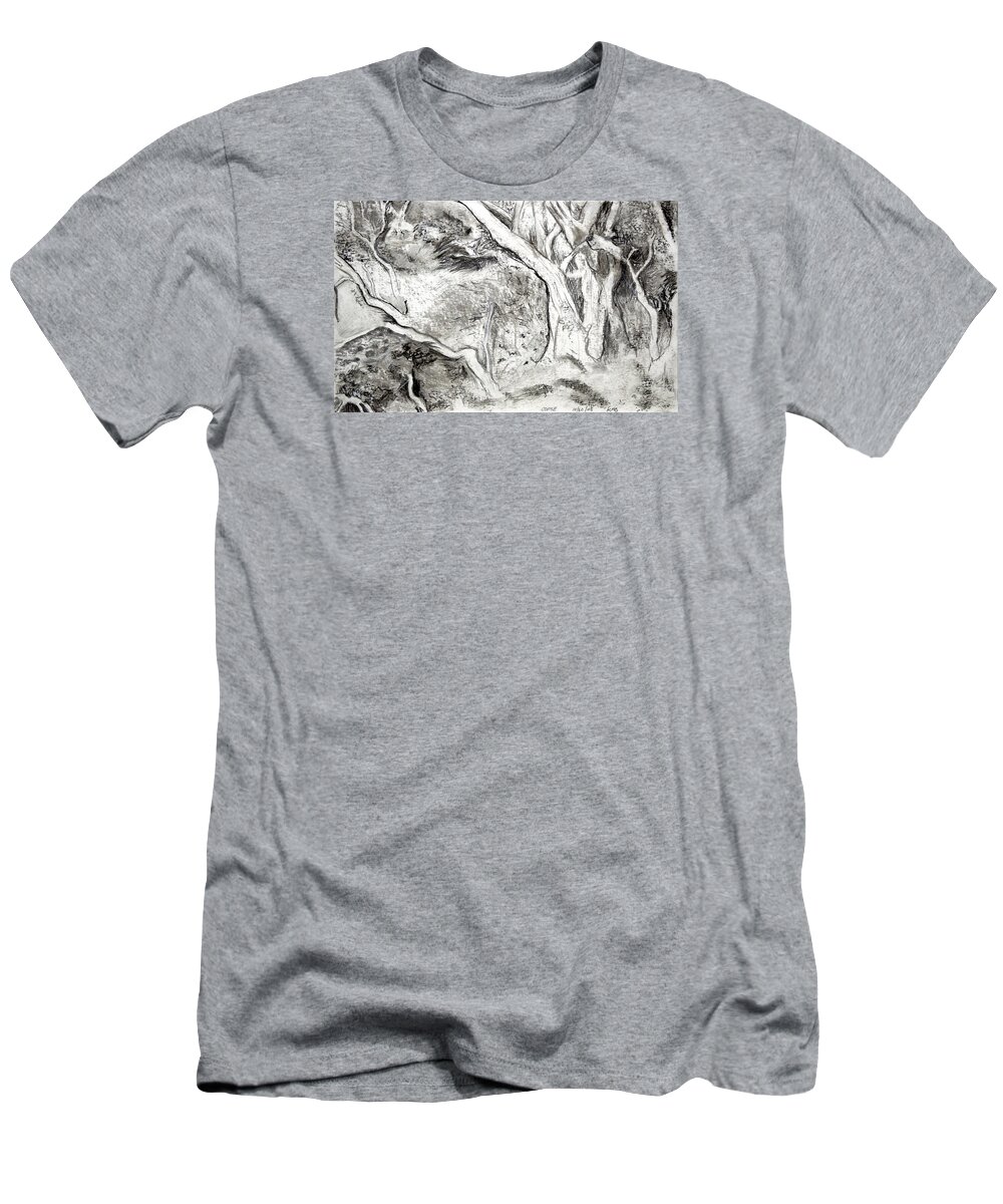  T-Shirt featuring the painting Charcoal Copse by Kathleen Barnes