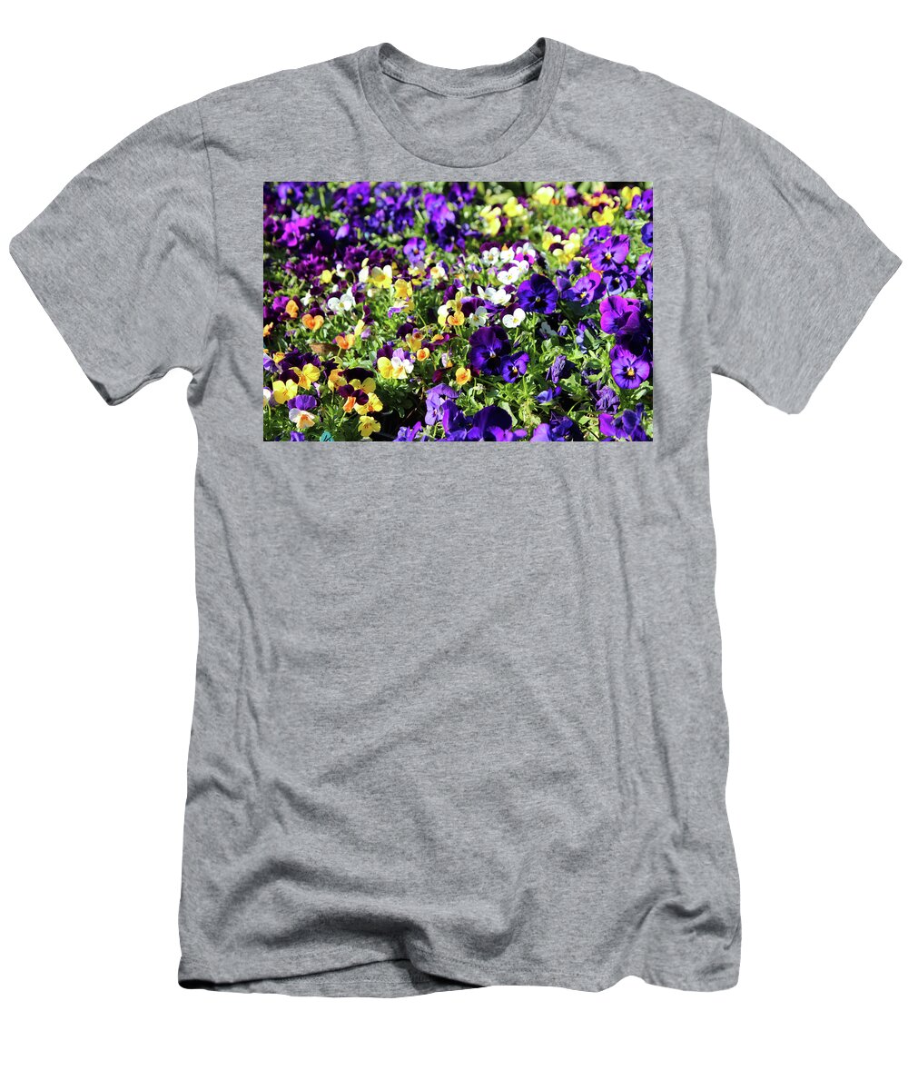 Pansies T-Shirt featuring the photograph Cheerful Pansies by Cynthia Guinn