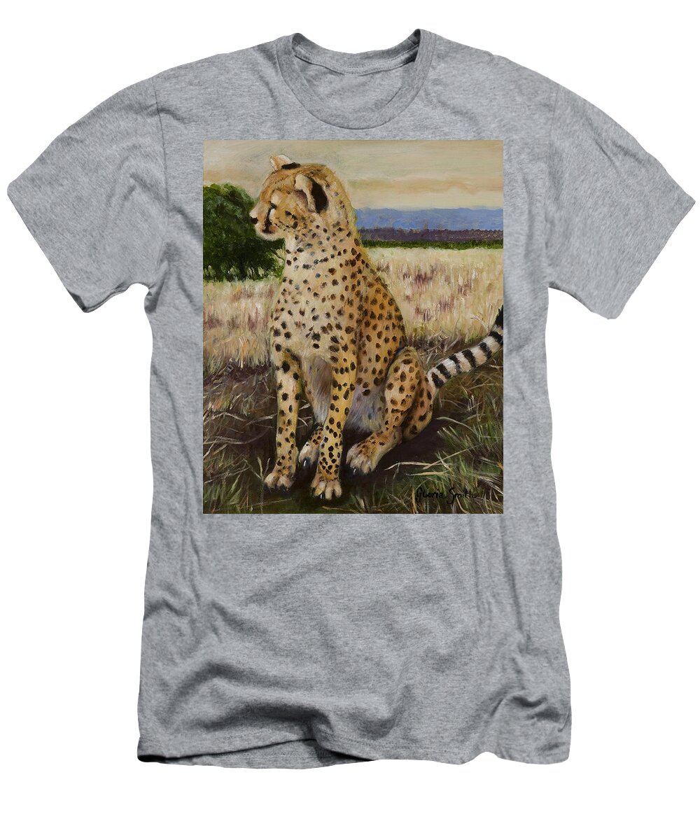 Wildlife T-Shirt featuring the painting Cheetah by Gloria Smith
