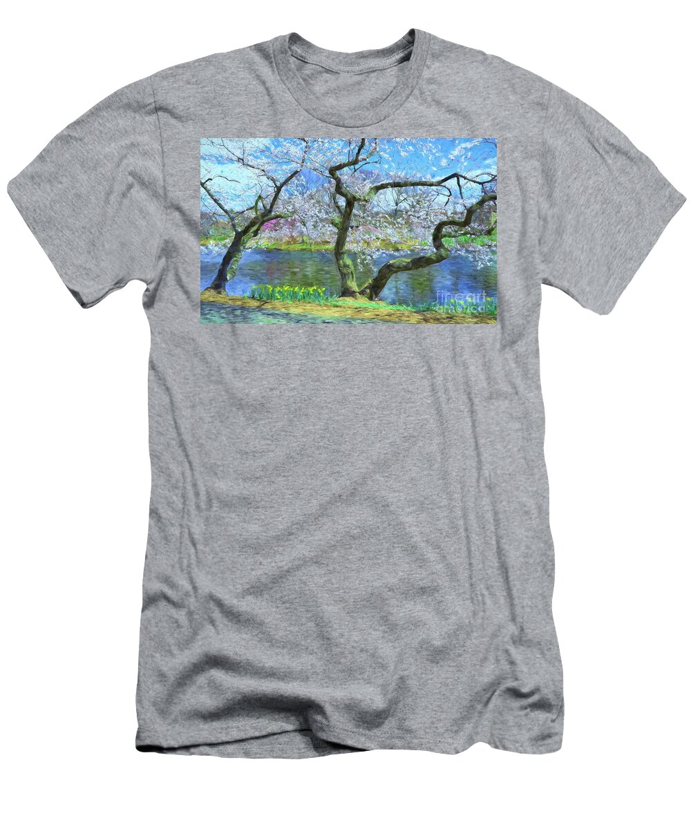 Cherry Blossoms T-Shirt featuring the photograph Cherry Blossom Trees of Branch Brook Park 10 by Allen Beatty