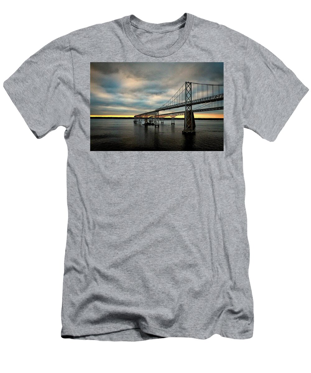 Chesapeake Bay Bridge At Twilight T-Shirt featuring the photograph Chesapeake Bay Bridge at Twilight by Bill Swartwout