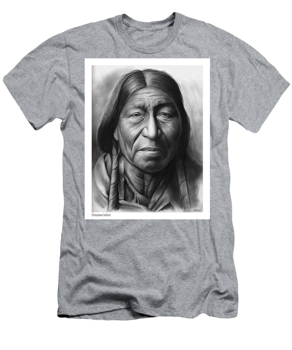 Indian T-Shirt featuring the drawing Cheyenne by Greg Joens