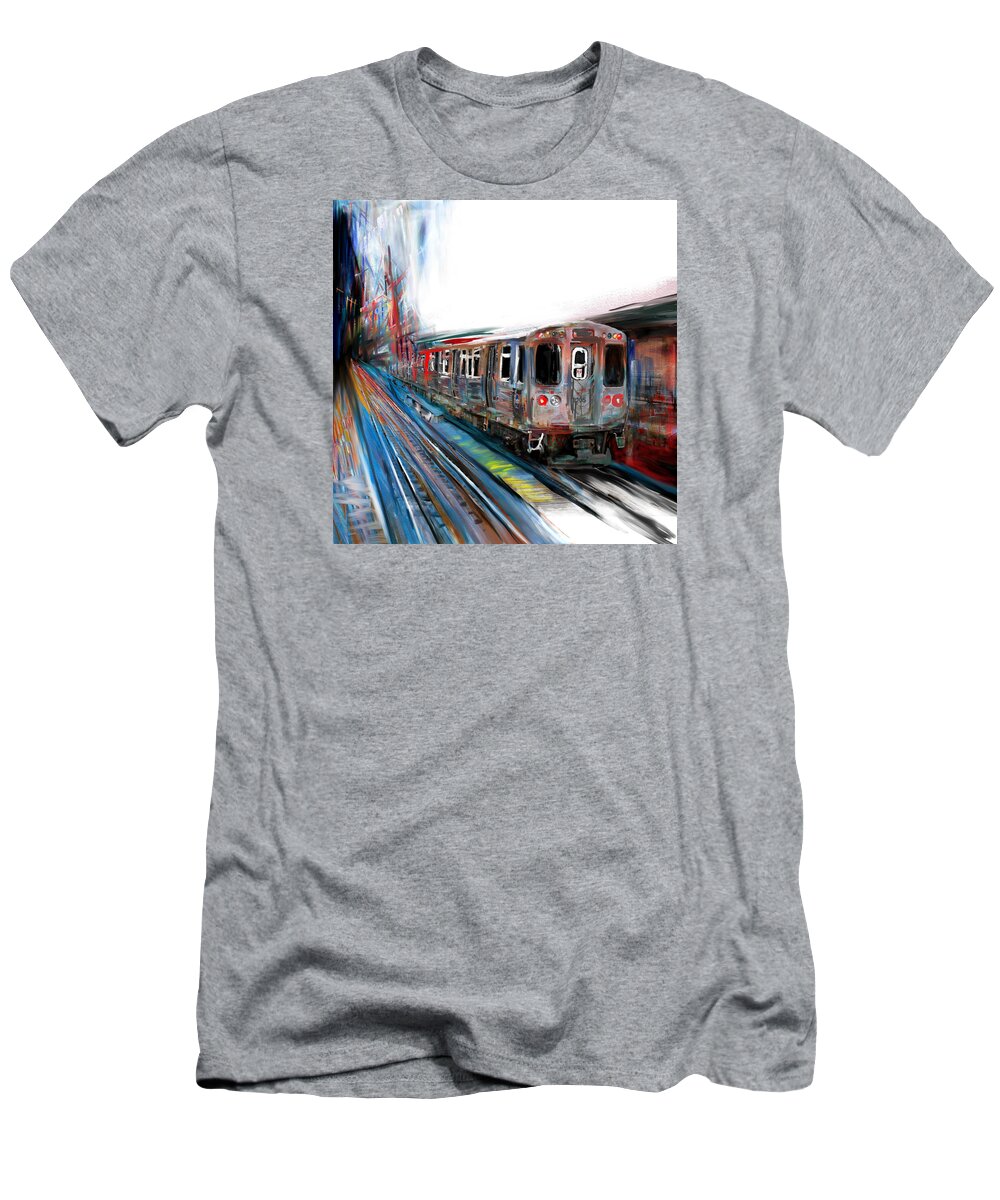 New York Skyline T-Shirt featuring the painting Chicago 211 1 by Mawra Tahreem
