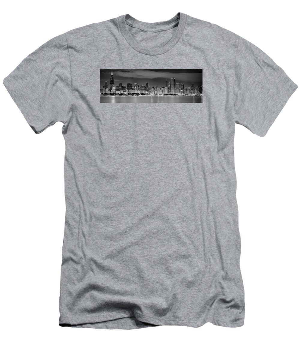 Chicago T-Shirt featuring the photograph Chicago Skyline Black and White by Lev Kaytsner