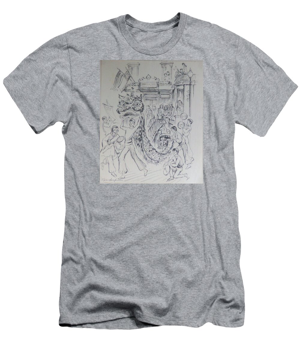 China Town T-Shirt featuring the drawing Chinese New Year by Lily Spandorf