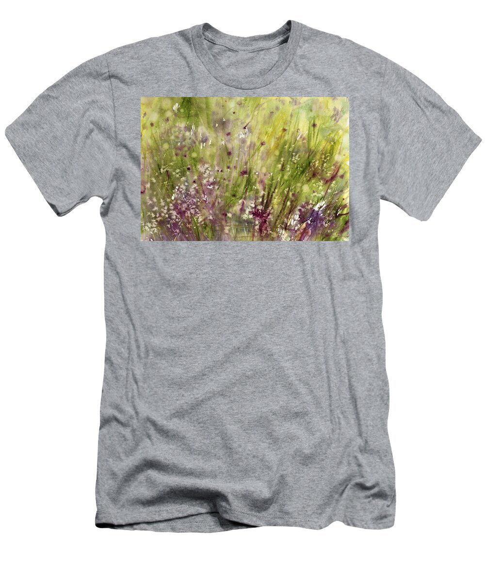 Flower T-Shirt featuring the painting Chive Garden by Judith Levins
