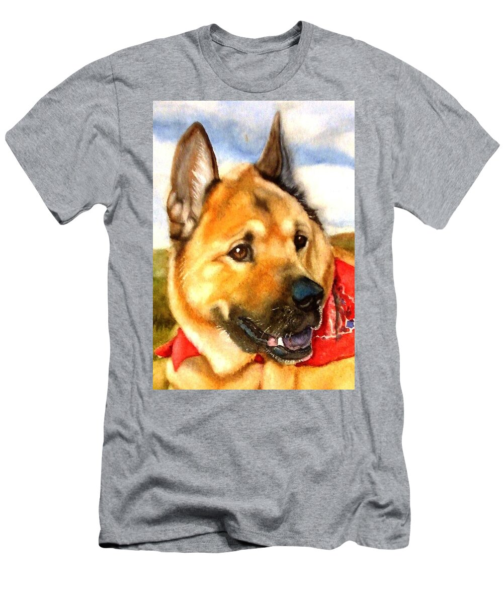 Chow T-Shirt featuring the painting Chow Shepherd mix by Marilyn Jacobson