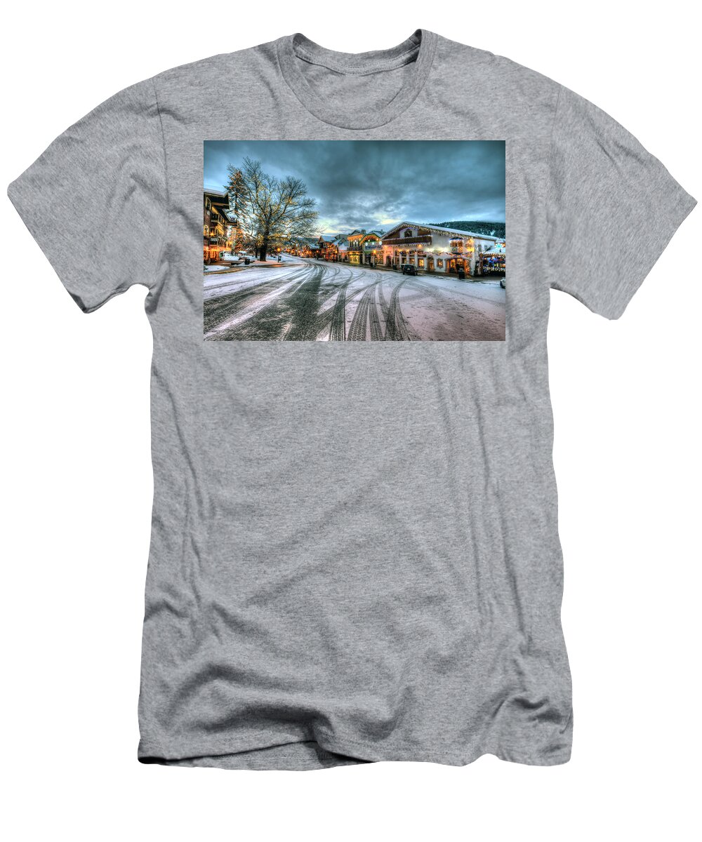 Hdr T-Shirt featuring the photograph Christmas on Main Street by Brad Granger