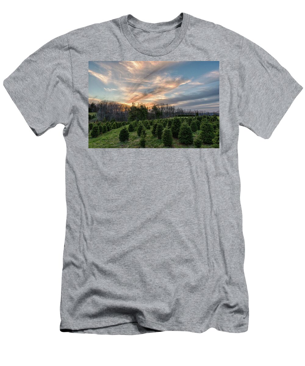 Boone North Carolina T-Shirt featuring the photograph Christmas Tree Farm Sunset by Victor Culpepper
