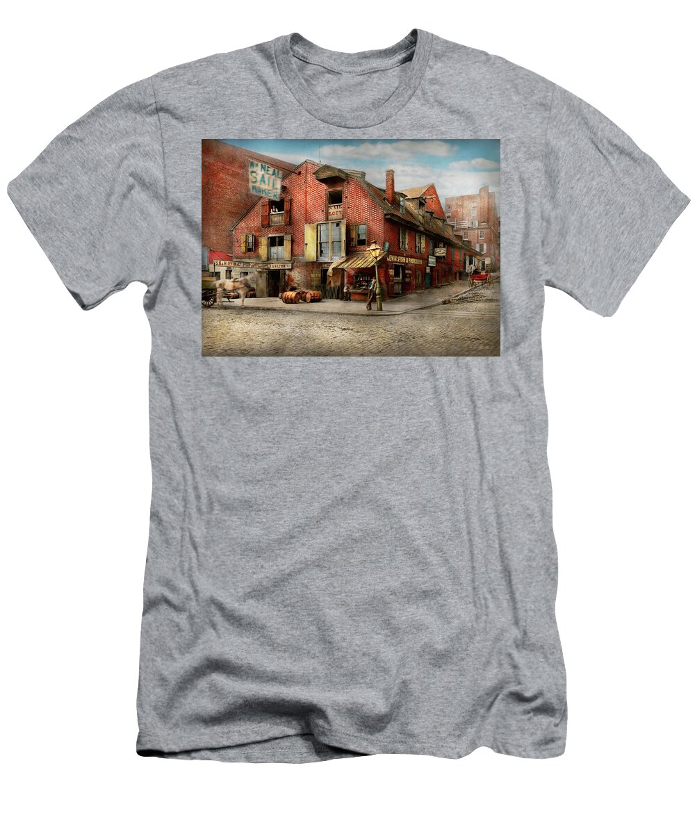 Self T-Shirt featuring the photograph City - PA - Fish and Provisions 1898 by Mike Savad